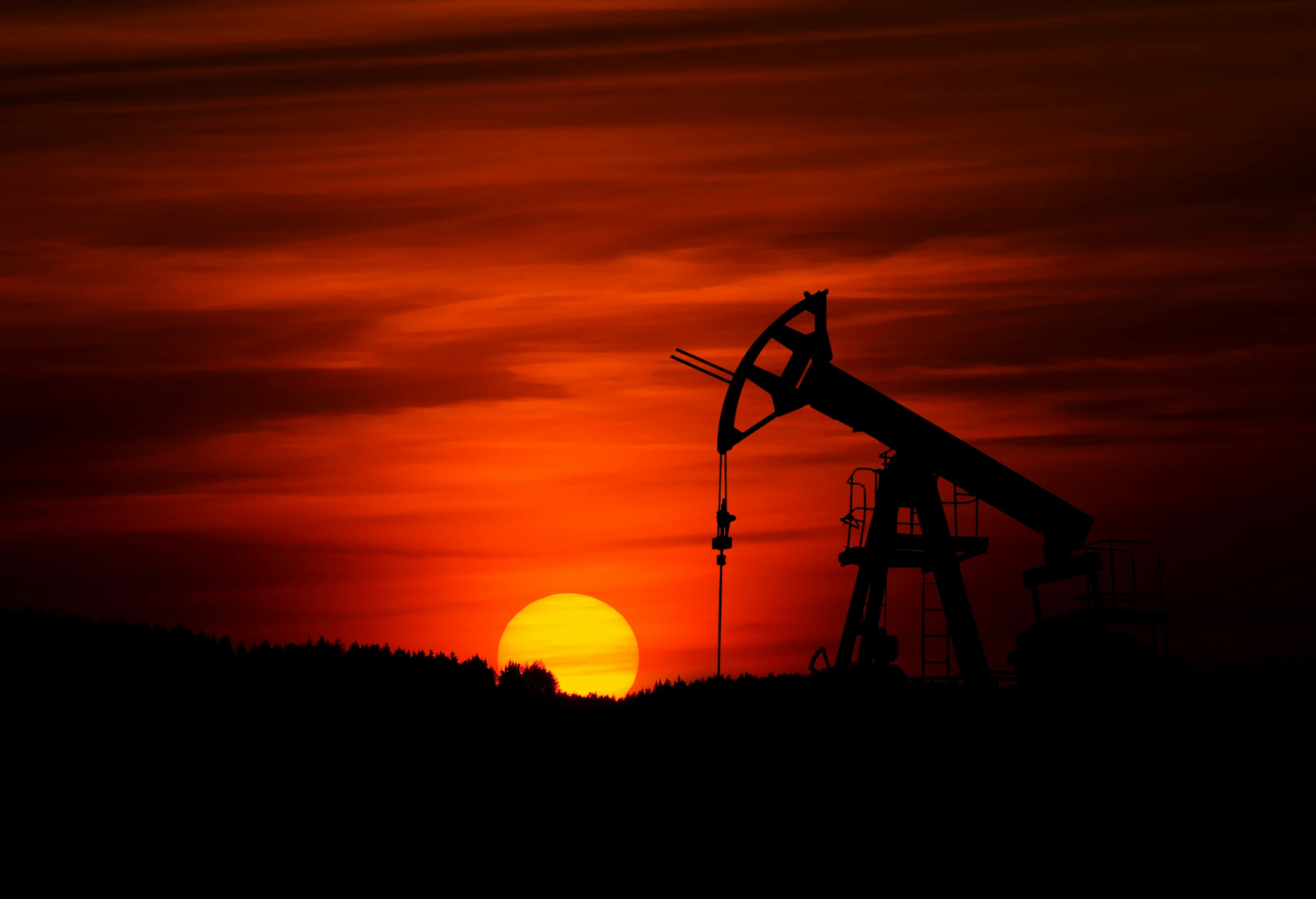 Oil rig at sunset